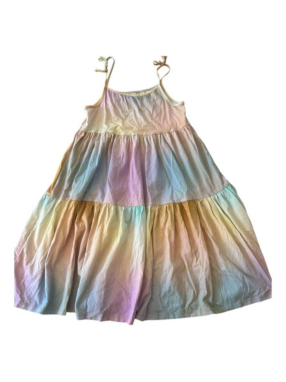 Tea Collection Pastel Ombré Rainbow Tiered Dress with Tie Straps